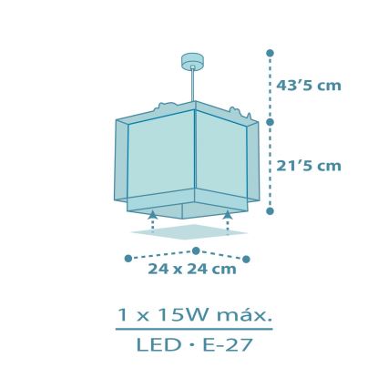 Dalber 63452 - Lustre infantil BABY DINOS 1xE27/15W/230V multicolorido