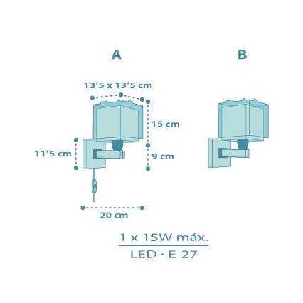 Dalber 63459 - Candeeiro de parede infantil BABY DINOS 1xE27/15W/230V multicolorido
