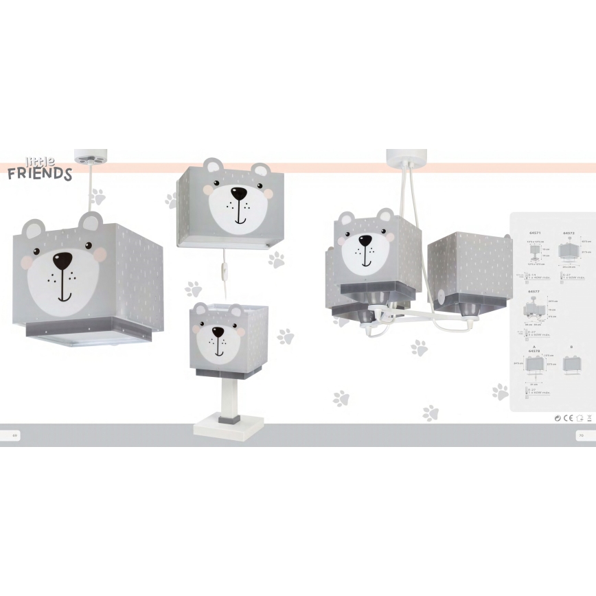 Dalber 64572 - Candelabro de criança LITTLE TEDDY 1xE27/60W/230V