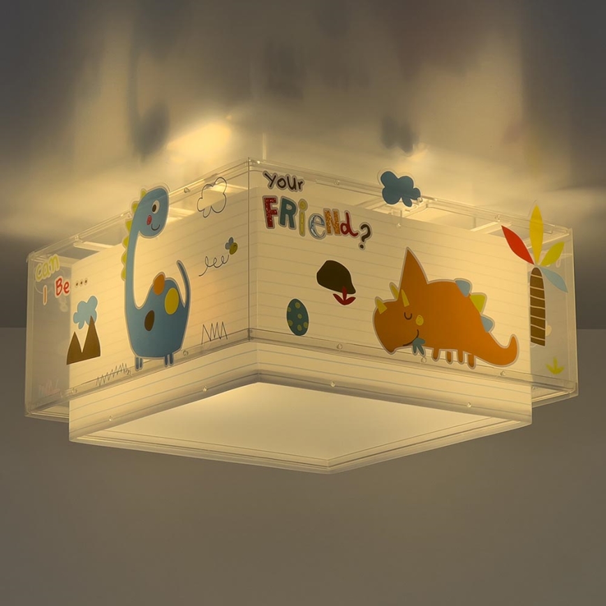 Dalber 73456 - Iluminação de teto de criança DINOS 2xE27/60W/230V