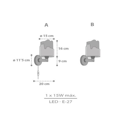 Dalber 76309 - Candeeiro de parede infantil SNOOPY 1xE27/15W/230V branco/vermelho