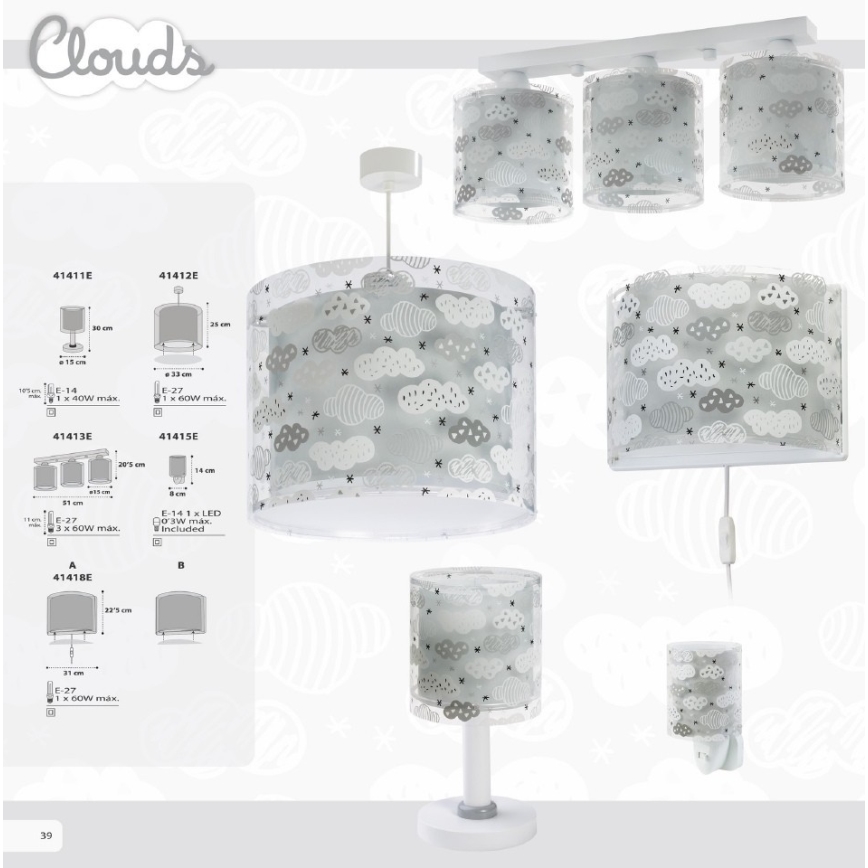 Dalber D-41415E - Lâmpada LED de tomada CLOUDS 1xE14/0,5W/230V