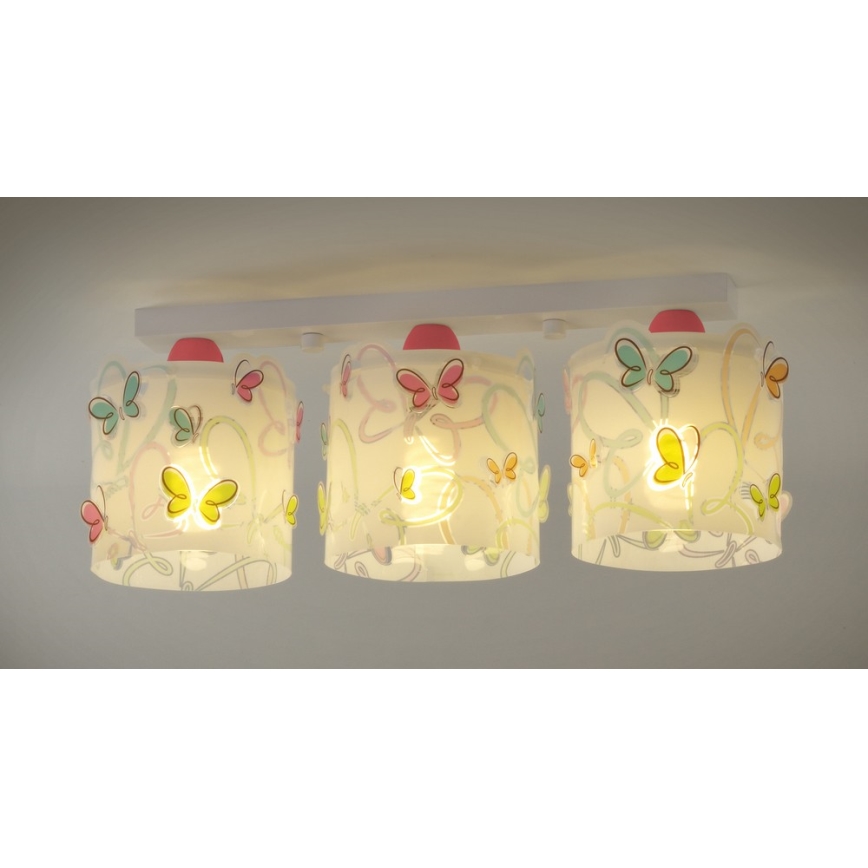 Dalber D-62143 - Luz de teto de criança BORBOLETA 3xE27/60W/230V
