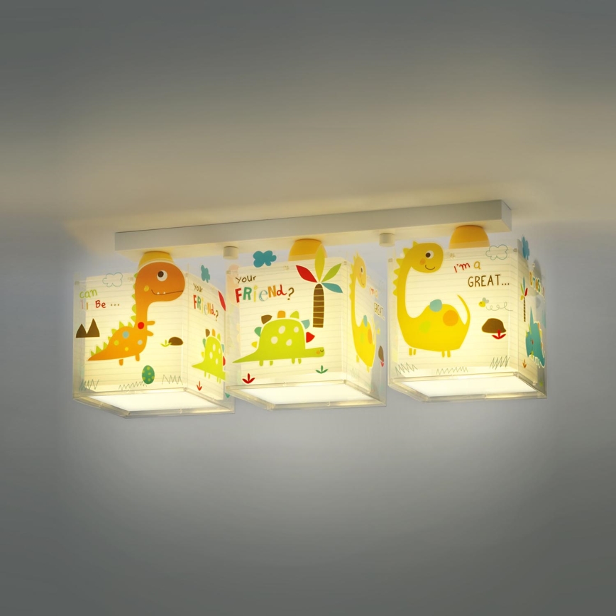 Dalber D-73453 - Luz de teto de criança DINOS 3xE27/60W/230V