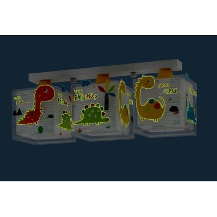 Dalber D-73453 - Luz de teto de criança DINOS 3xE27/60W/230V