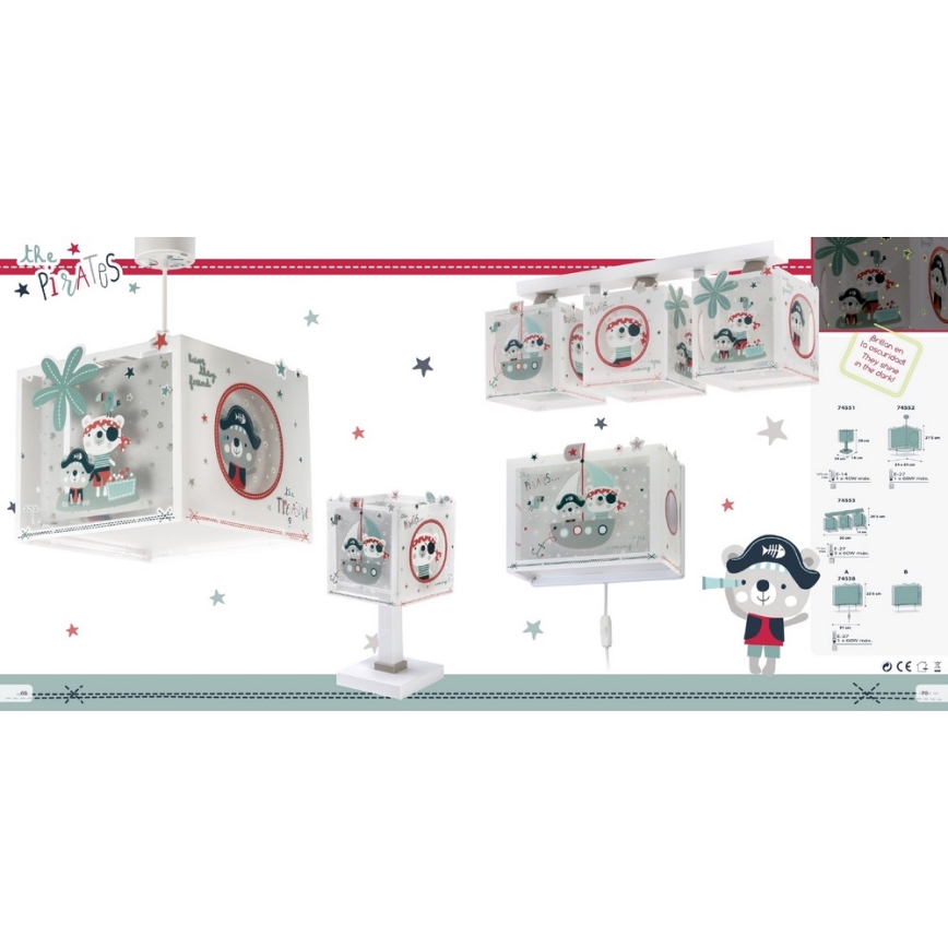 Dalber D-74552 - Candelabro de criança PIRATES 1xE27/60W/230V