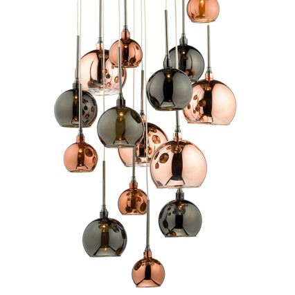 Där Lighting AUR1564 - Lustre suspenso por cabo AURELIA 15xG4/10W/230V preto/cobre