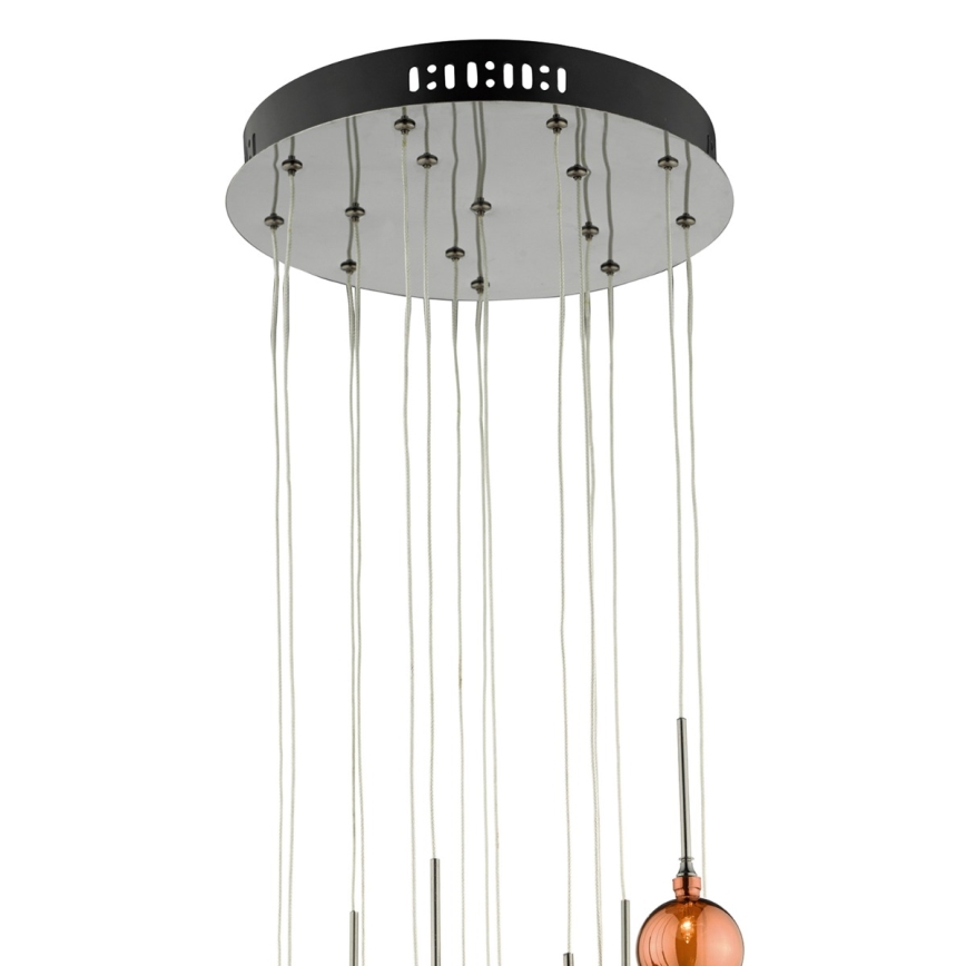 Där Lighting AUR1564 - Lustre suspenso por cabo AURELIA 15xG4/10W/230V preto/cobre