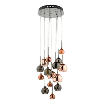Där Lighting AUR1564 - Lustre suspenso por cabo AURELIA 15xG4/10W/230V preto/cobre