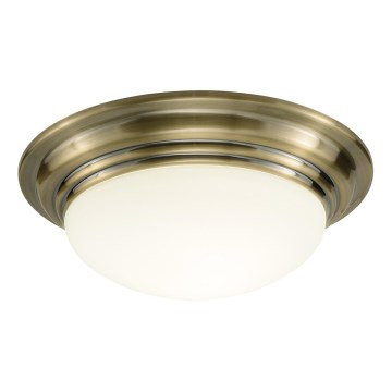 Där Lighting BAR5075 - Candeeiro de tecto para casa de banho BARCLAY, 1xE27/60W/230V, diâmetro 38 cm, acabamento em latão