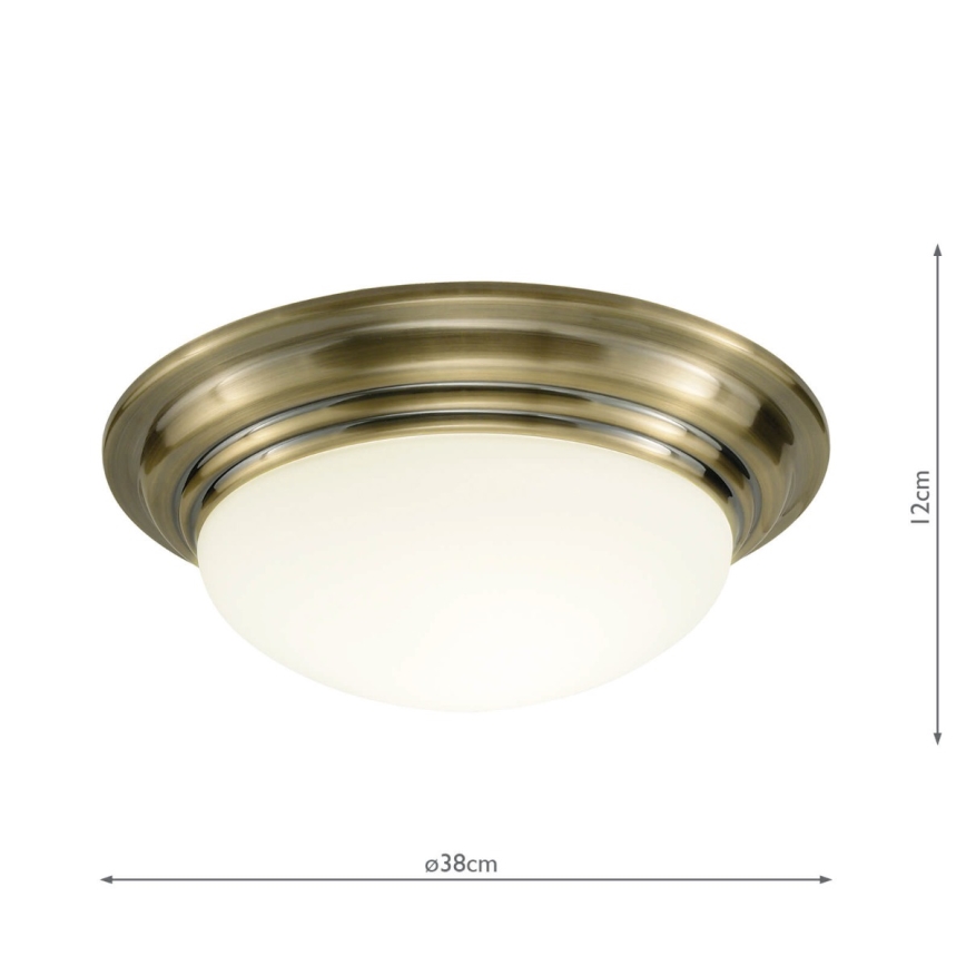 Där Lighting BAR5075 - Candeeiro de tecto para casa de banho BARCLAY, 1xE27/60W/230V, diâmetro 38 cm, acabamento em latão