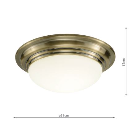 Där Lighting BAR5275 - Plafon para casa de banho BARCLAY 1xE27/60W/230V Ø 31 cm latão
