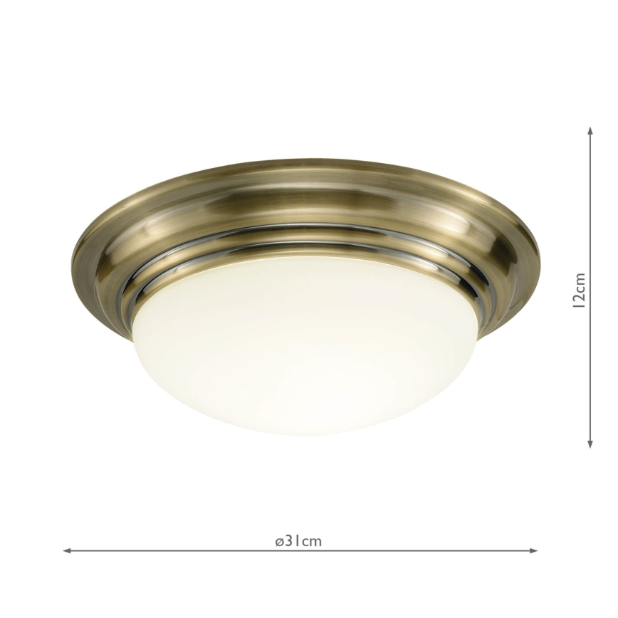 Där Lighting BAR5275 - Plafon para casa de banho BARCLAY 1xE27/60W/230V Ø 31 cm latão