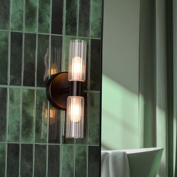 Där Lighting BOL0922 - Aplique de parede para casa de banho BOLTON 2xG9/5W/230V IP44 preto