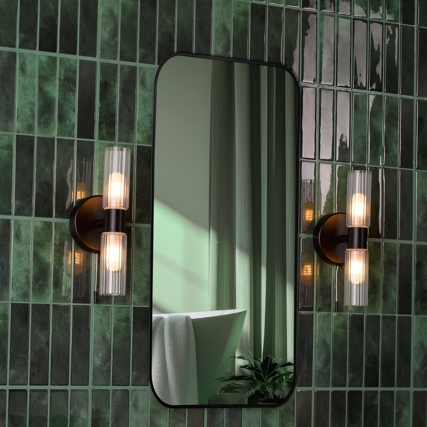 Där Lighting BOL0922 - Aplique de parede para casa de banho BOLTON 2xG9/5W/230V IP44 preto