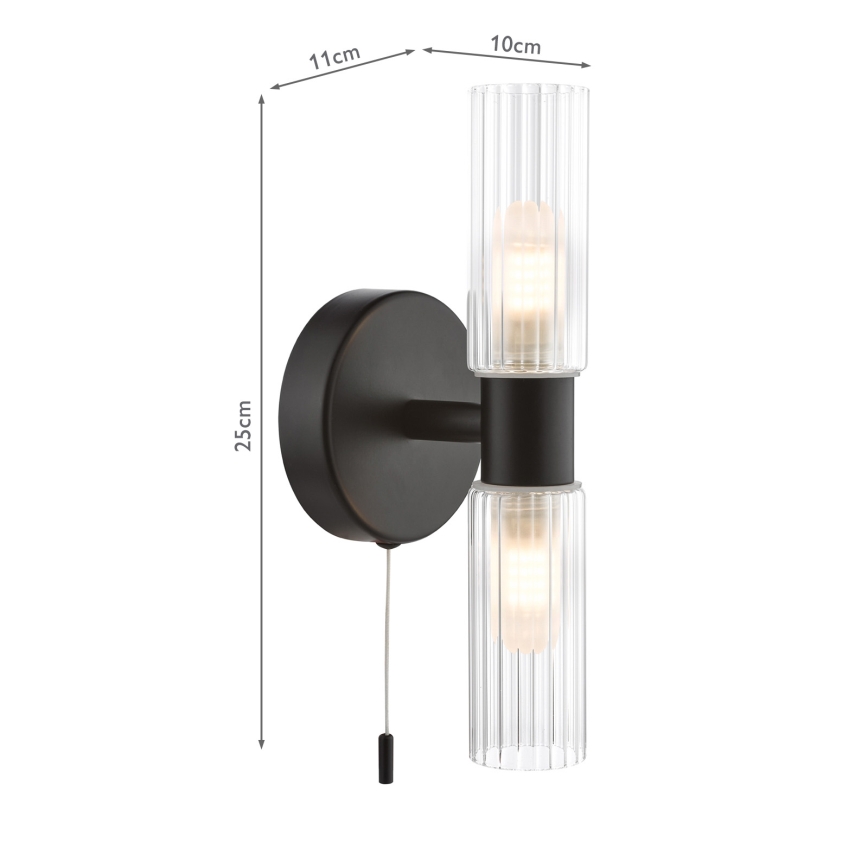 Där Lighting BOL0922 - Aplique de parede para casa de banho BOLTON 2xG9/5W/230V IP44 preto