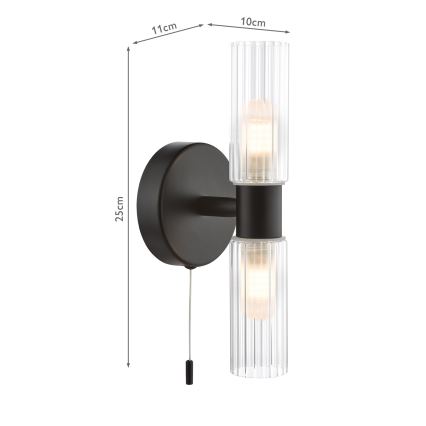 Där Lighting BOL0922 - Aplique de parede para casa de banho BOLTON 2xG9/5W/230V IP44 preto