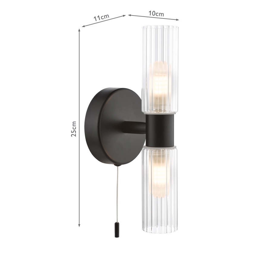 Där Lighting BOL0922 - Aplique de parede para casa de banho BOLTON 2xG9/5W/230V IP44 preto