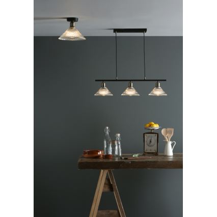 Där Lighting BOY0175 - Candeeiro de tecto BOYD 1xE27/60W/230V Ø 25 cm latão/vidro transparente