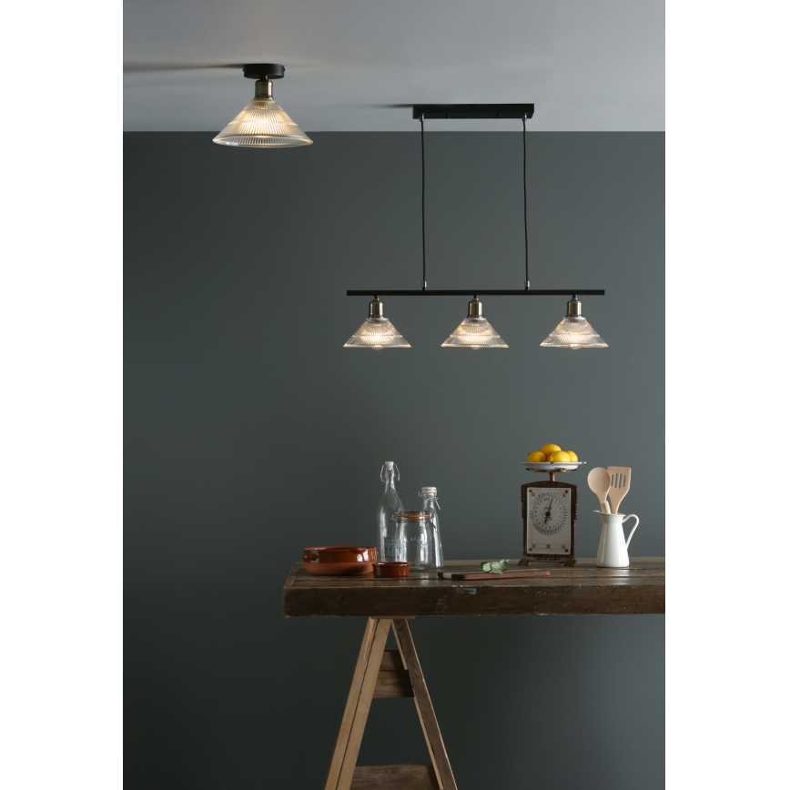 Där Lighting BOY0175 - Candeeiro de tecto BOYD 1xE27/60W/230V Ø 25 cm latão/vidro transparente