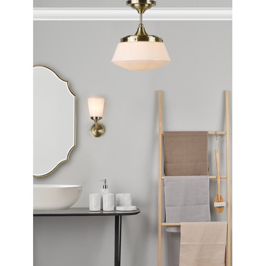 Där Lighting CAD0175 - Lustre de tecto sobreposto para casa de banho CADEN 1xE27/60W/230V IP44 latão