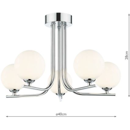 Där Lighting CRA5450-02 - Lustre em haste CRADLE 5xG9/25W/230V cromado brilhante