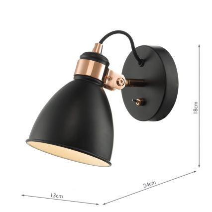 Där Lighting FRE0722 - Spot de parede FREDERICK 1xE14/40W/230V preto