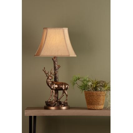 Där Lighting GUL5545-X - Candeeiro de mesa GULLIVER 1xE27/60W/230V bege/bronze