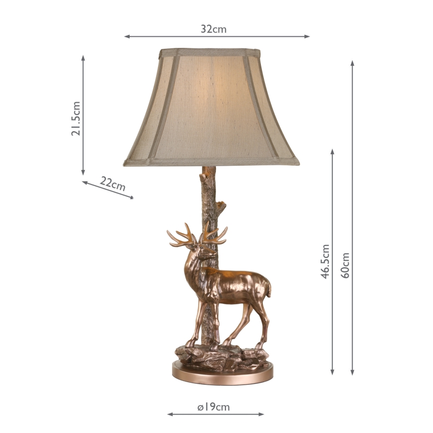 Där Lighting GUL5545-X - Candeeiro de mesa GULLIVER 1xE27/60W/230V bege/bronze