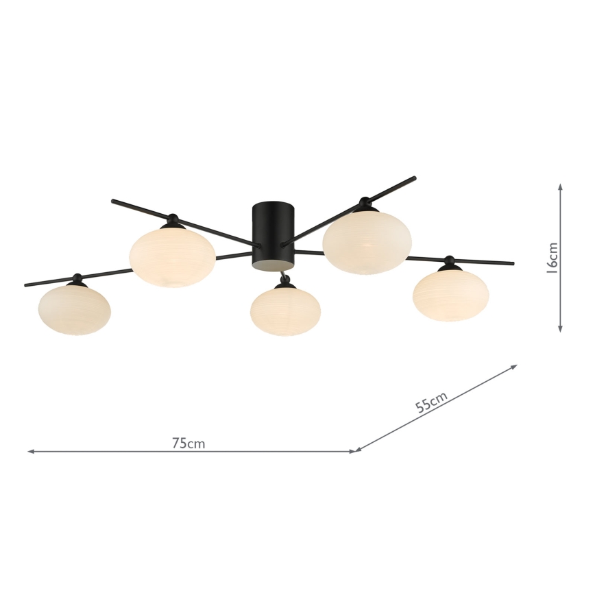 Där Lighting JAS5422 - Candeeiro de tecto de montagem à superfície JASPER 5xG9/25W/230V preto