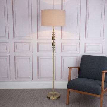 Där Lighting MAD4975 - Candeeiro de pé MADRID 1xE27/60W/230V castanho/latão