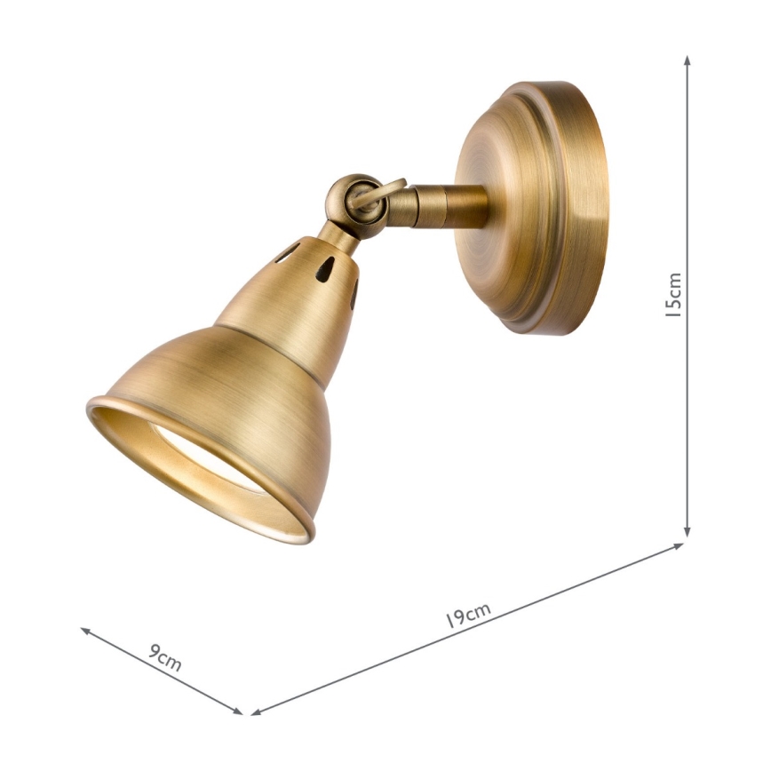 Där Lighting NAT0742 - Aplique de parede com spot NATHANIEL 1xGU10/11W/230V, acabamento em latão