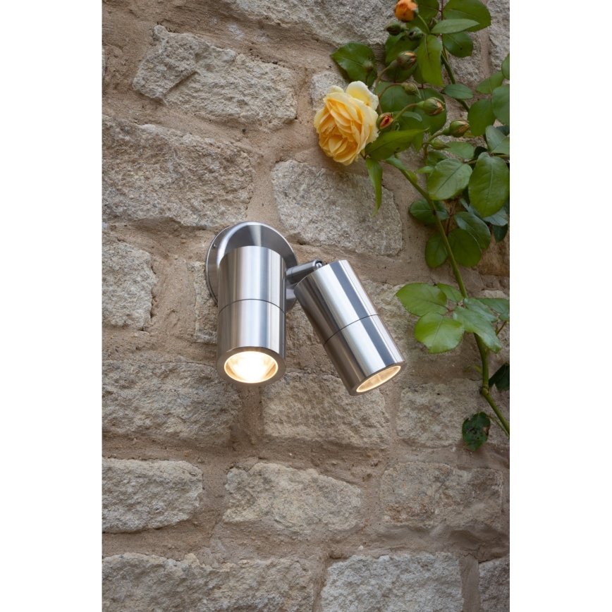 Där Lighting ORT0968 - Aplique de parede exterior LED ORTEGA 2xGU10/5W/230V IP65 cromado brilhante