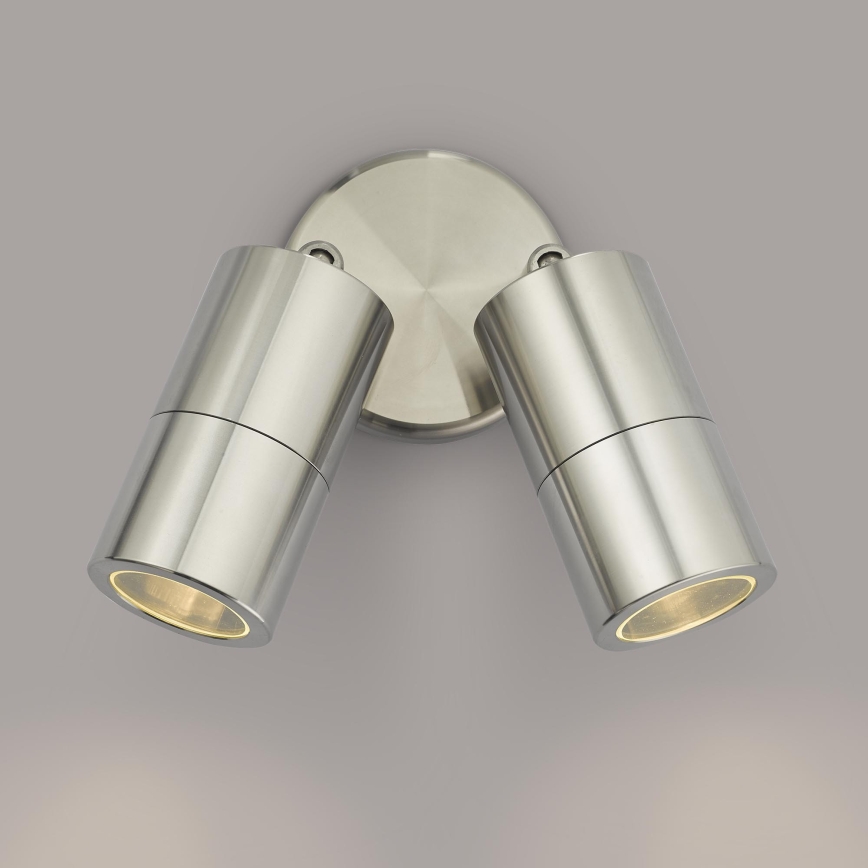 Där Lighting ORT0968 - Aplique de parede exterior LED ORTEGA 2xGU10/5W/230V IP65 cromado brilhante