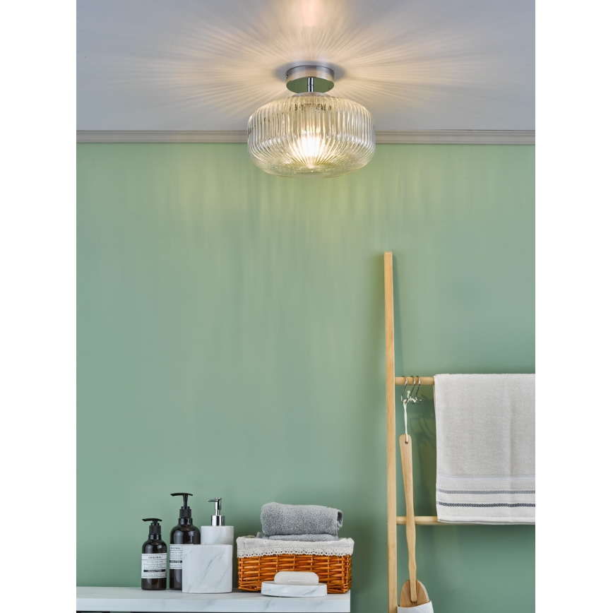 Där Lighting RIV5208 - Plafon de tecto para casa de banho RIVA 1xE27/60W/230V IP44 cromado brilhante