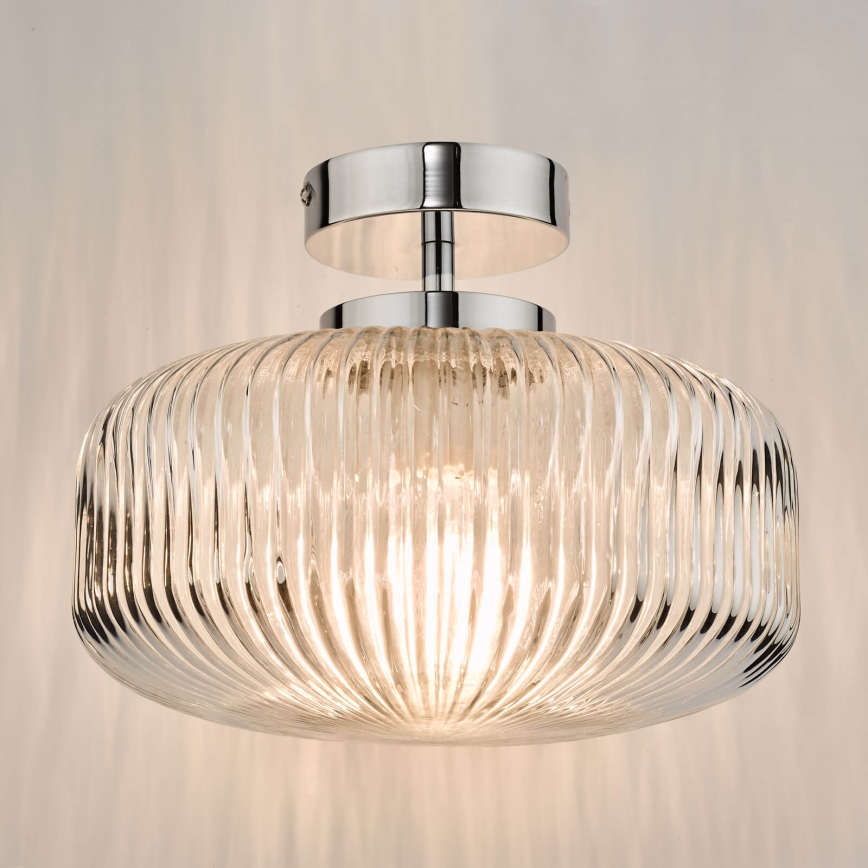 Där Lighting RIV5208 - Plafon de tecto para casa de banho RIVA 1xE27/60W/230V IP44 cromado brilhante