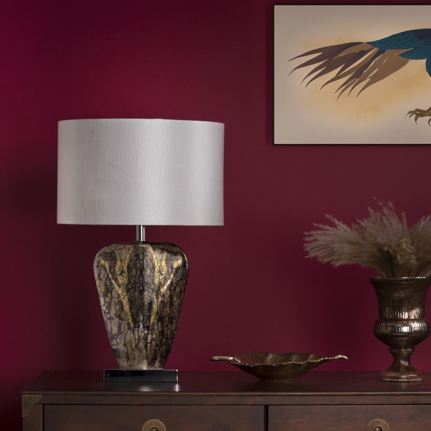 Där Lighting SYR4235 - Candeeiro de mesa SYRACUSE 1xE27/60W/230V cromado brilhante/creme