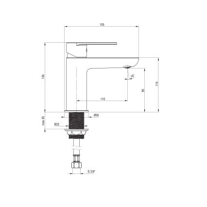 Deante BGA_020M - Bateria para lavatório ALPINIA, cromado brilhante