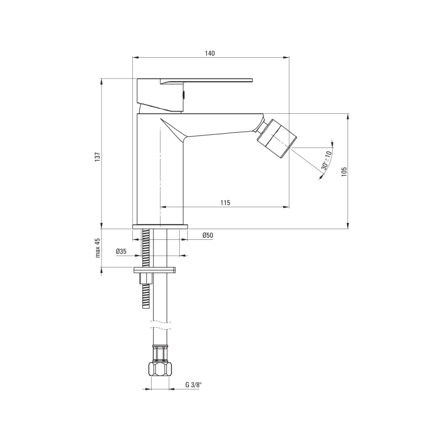 Deante BGA_N30M - Misturador para bidé ALPINIA preto