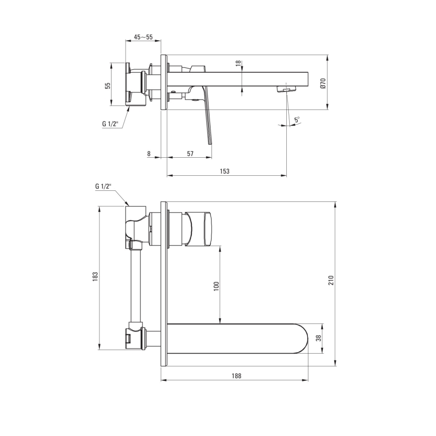Deante BGA_N54L - Misturador de lavatório para instalação embutida ALPINIA, preto