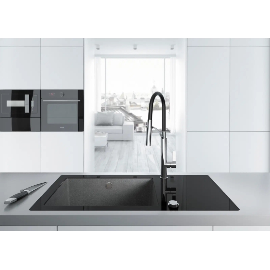 Deante BGB_B720 - Torneira de cozinha com bica flexível GERBERA preto/cromado