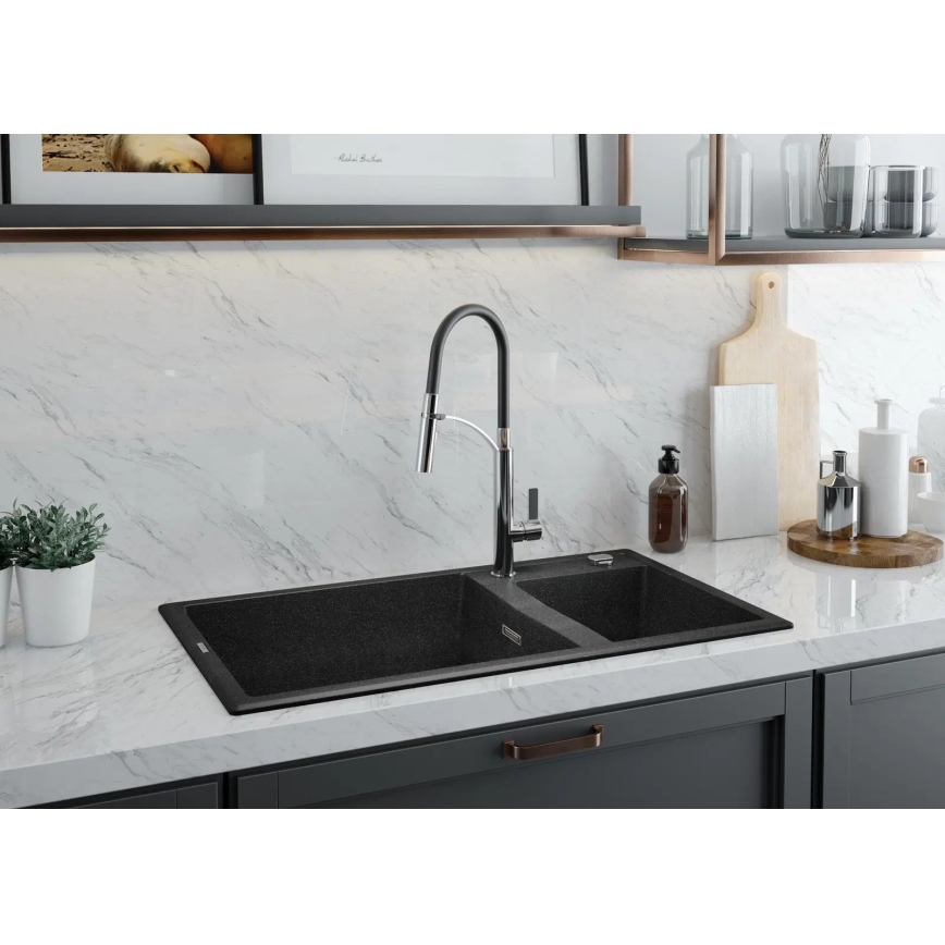 Deante BGB_B720 - Torneira de cozinha com bica flexível GERBERA preto/cromado