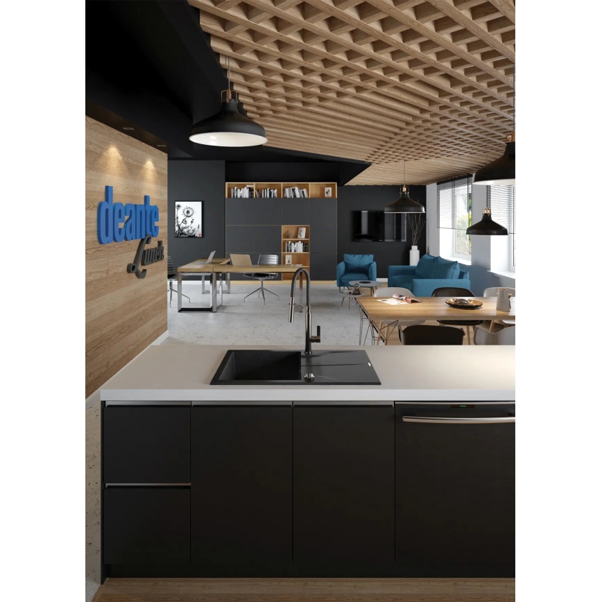 Deante BGB_B720 - Torneira de cozinha com bica flexível GERBERA preto/cromado