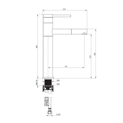 Deante BGE_D22K - Torneira para lavatório com chuveiro extraível ORA 30,9 cm titânio