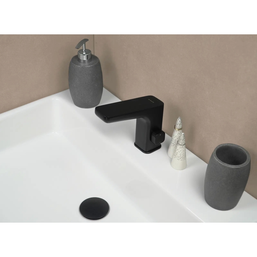 Deante BQH_N29R - Torneira de lavatório com regulação de temperatura HIACYNT 4xAA preto