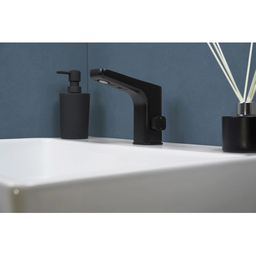Deante BQH_N29R - Torneira de lavatório com regulação de temperatura HIACYNT 4xAA preto