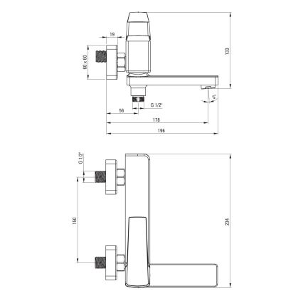 Deante BQL_012M - Misturador de banheira articulado BLUR, cromo brilhante