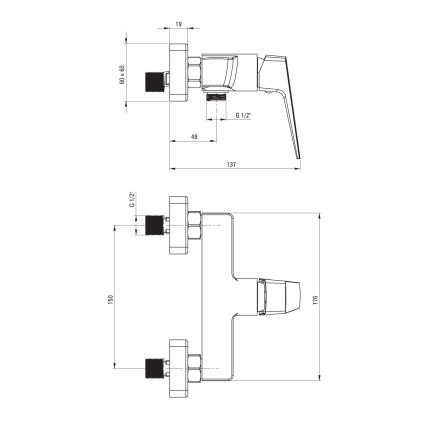 Deante BQL_040M - Misturador para duche BLUR cromo brilhante