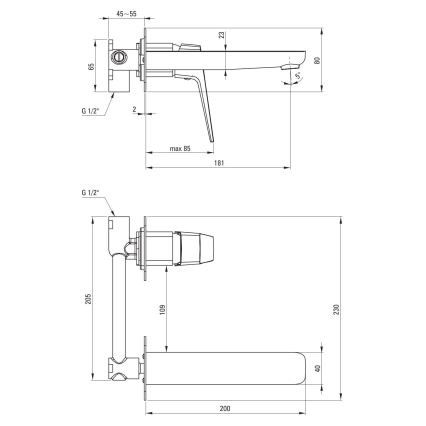 Deante BQL_054L - Misturador de lavatório para instalação embutida BLUR, cromo brilhante
