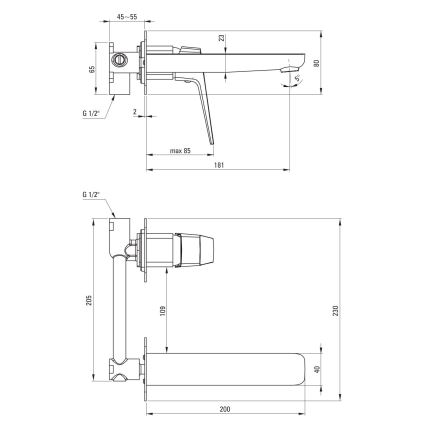 Deante BQL_N54L - Torneira de lavatório para instalação encastrada BLUR preta